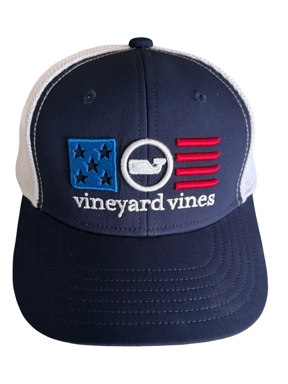 Vineyard Vines Youth American Flag Mesh Trucker Snapback Hat NWOT